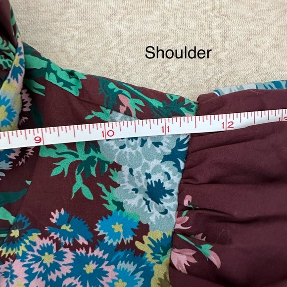 Tuckernuck Women Cotton Oxblood Blue Floral Alice Ruffled Collared Dress Size S - Picture 10 of 14